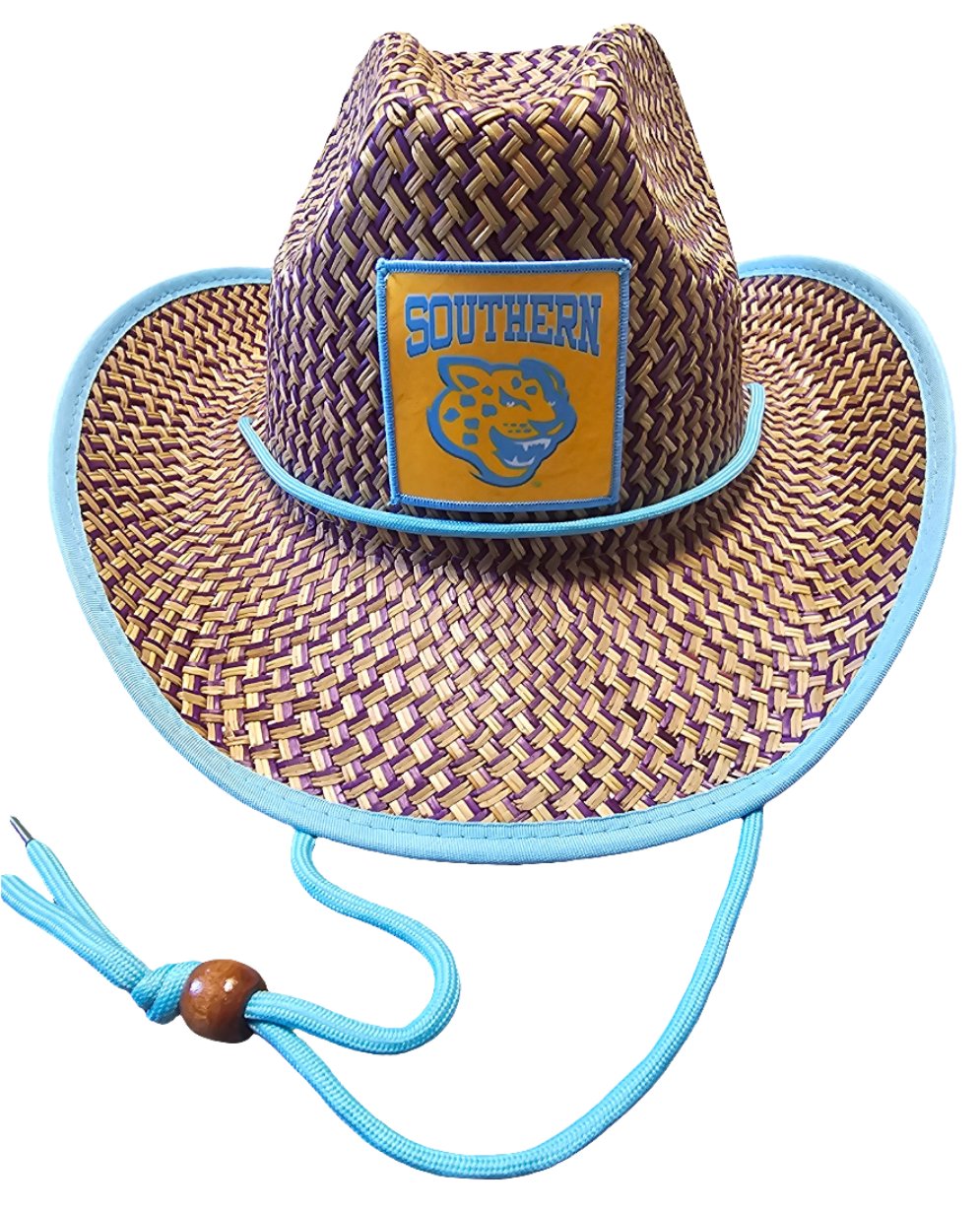 Southern University (SU) Straw Cowboy Hat with Strap Winters Industries