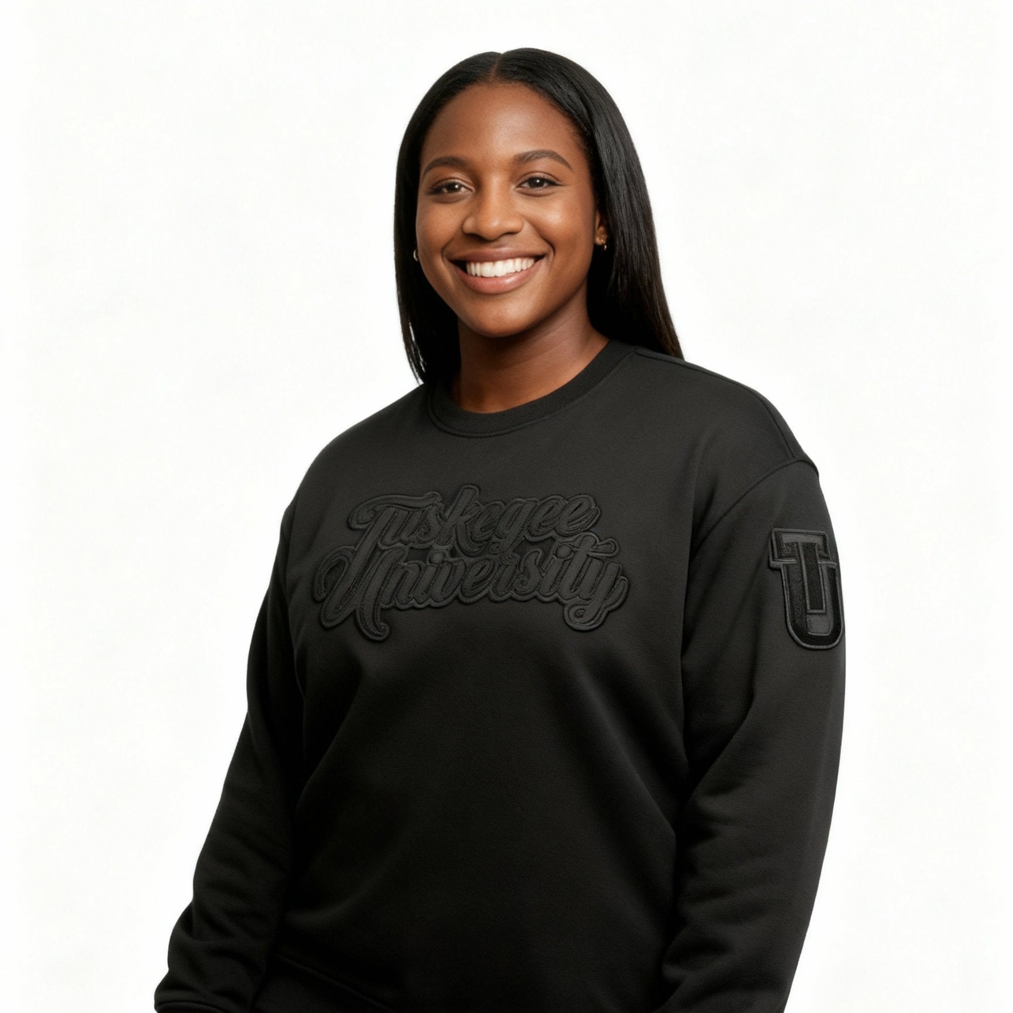 Tuskegee University HBCU Black on Black 3D Embroidery Crewneck Sweater Winters Industries