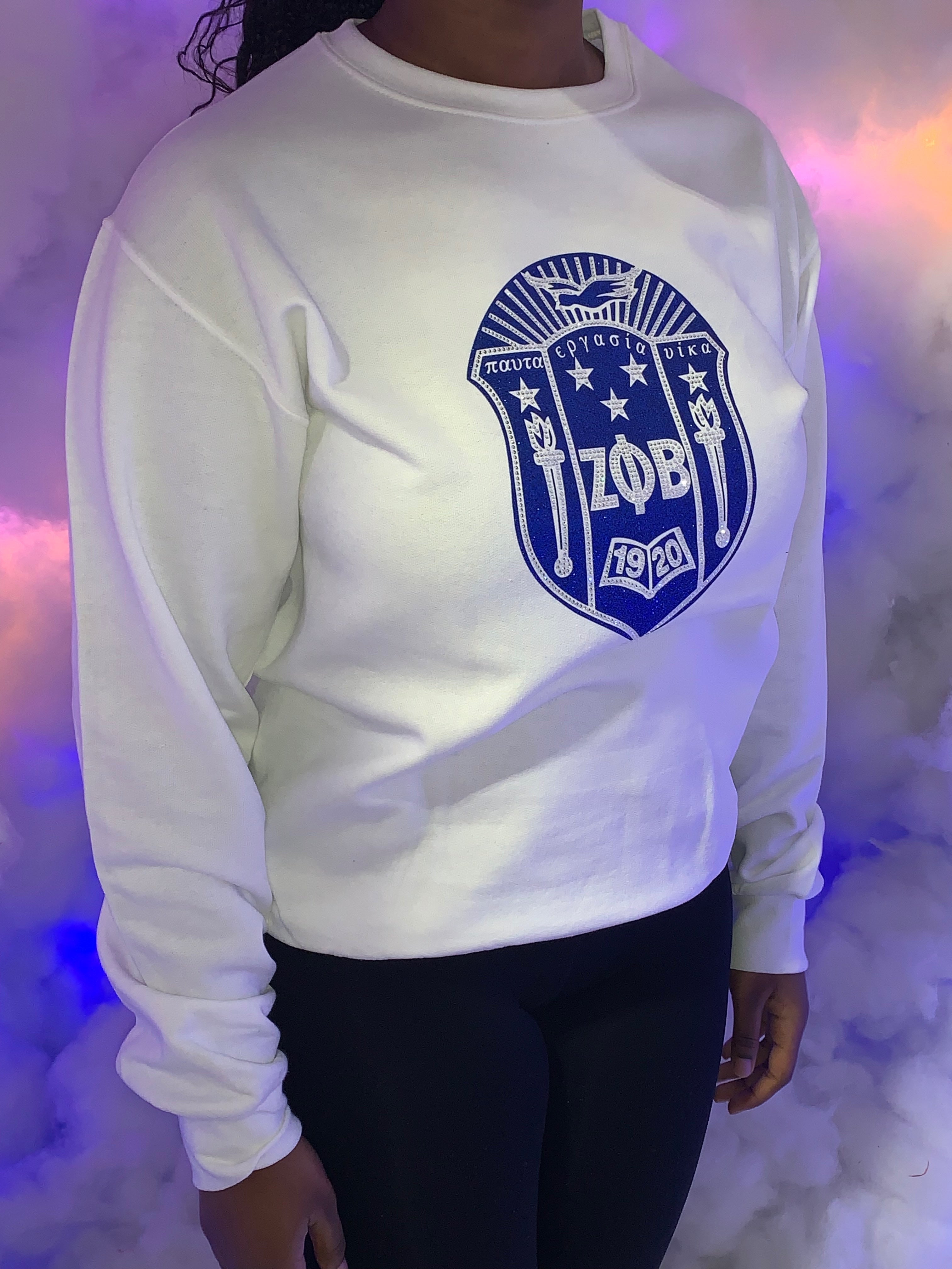 Zeta Phi Beta Bling and Glitter Shield Sweatshirt/T-Shirt