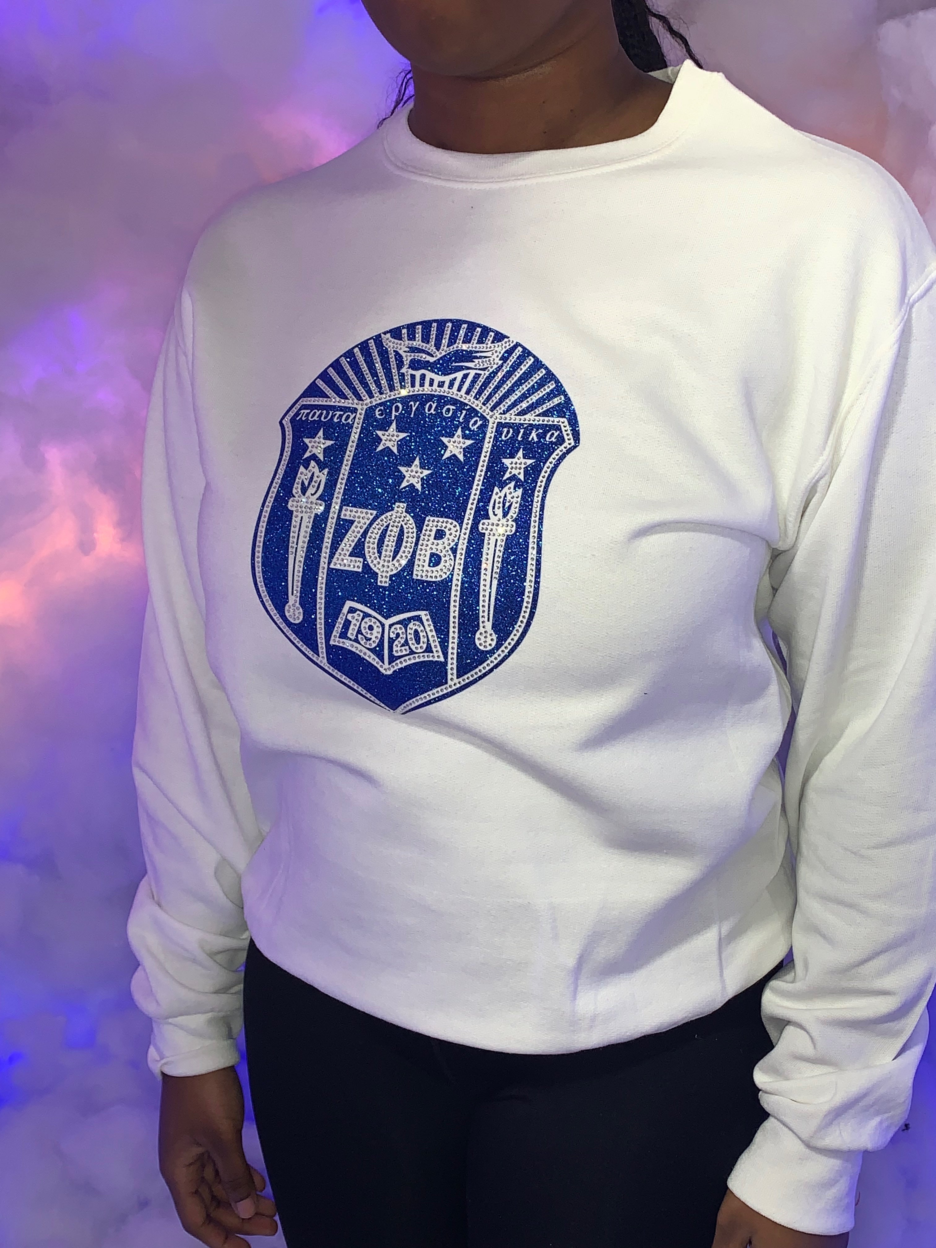 Zeta Phi Beta Bling and Glitter Shield Sweatshirt/T-Shirt