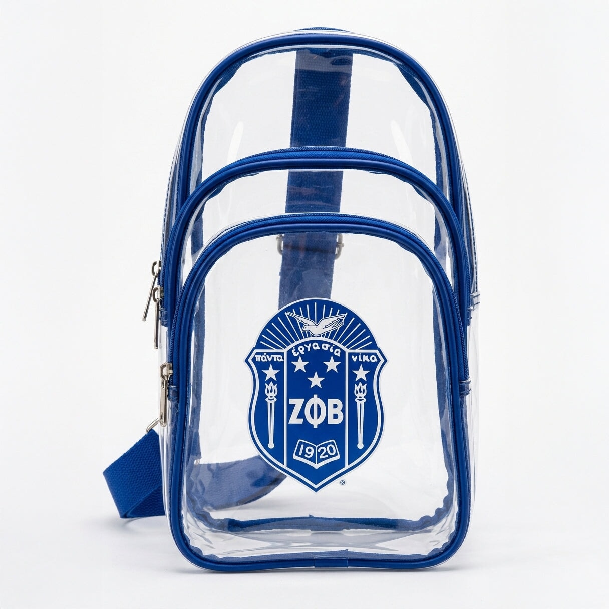 Zeta Phi Beta Clear Stadium Bag with Blue Trim Stadium Bag Winters Industries