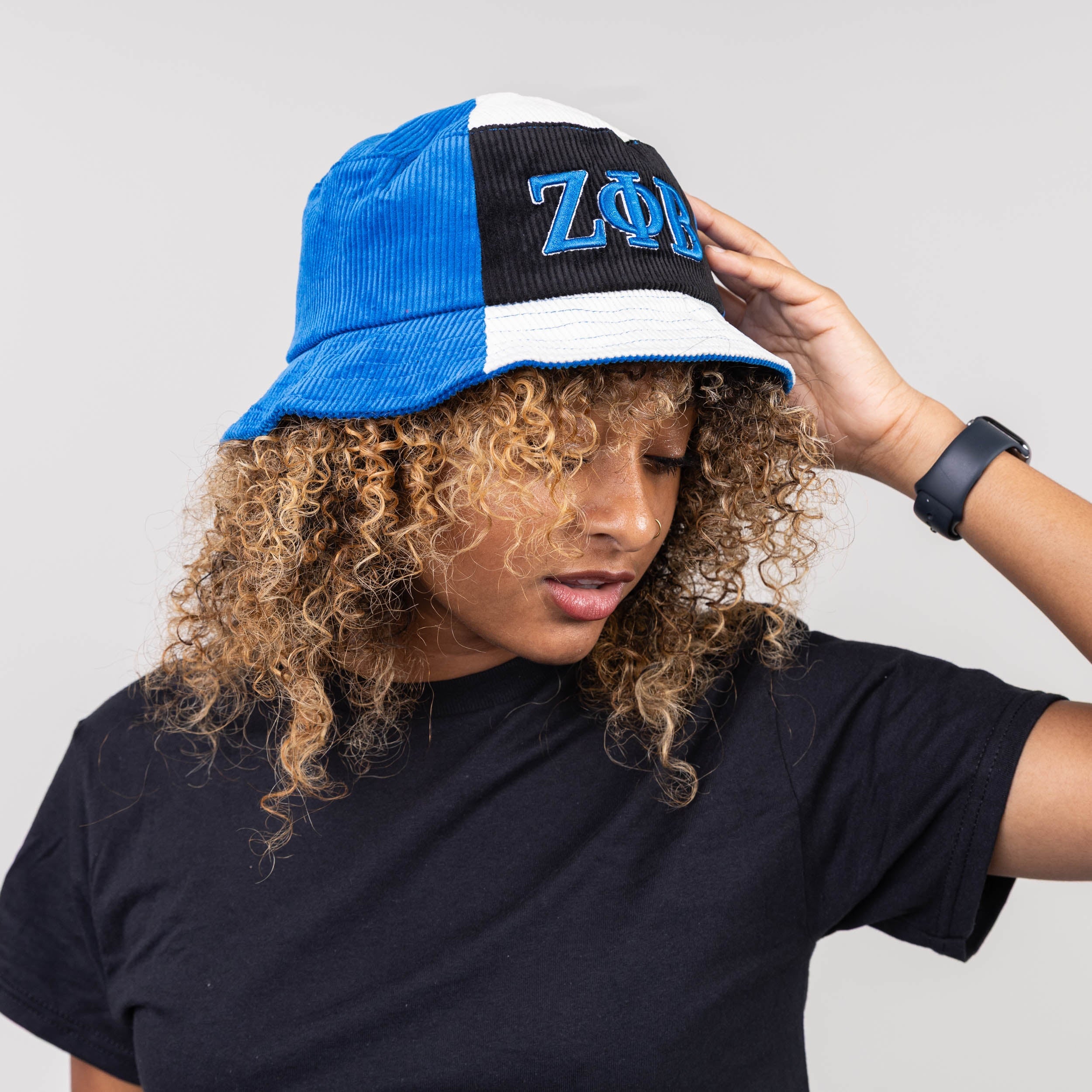 Zeta Phi Beta Corduroy Bucket Hat with 3D Embroidered Letters Winters Industries