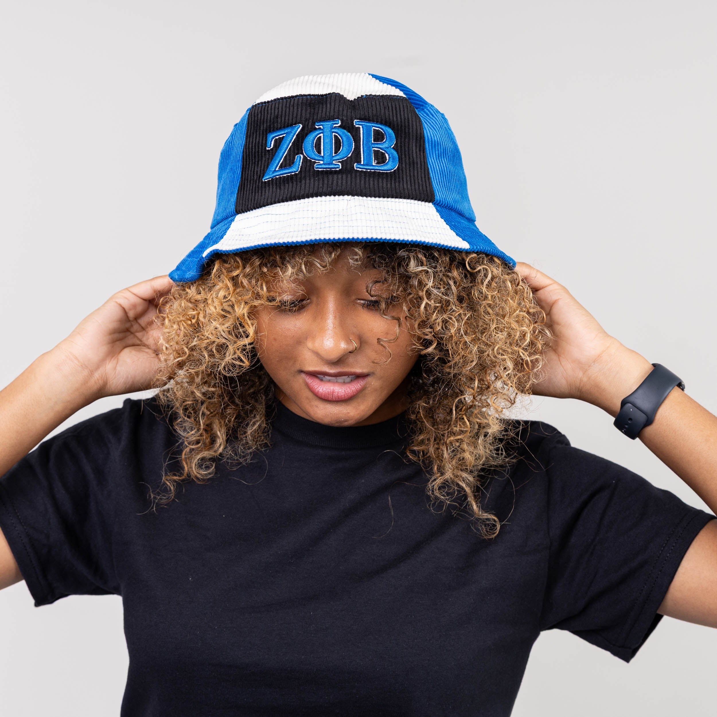 Zeta Phi Beta Corduroy Bucket Hat with 3D Embroidered Letters Winters Industries