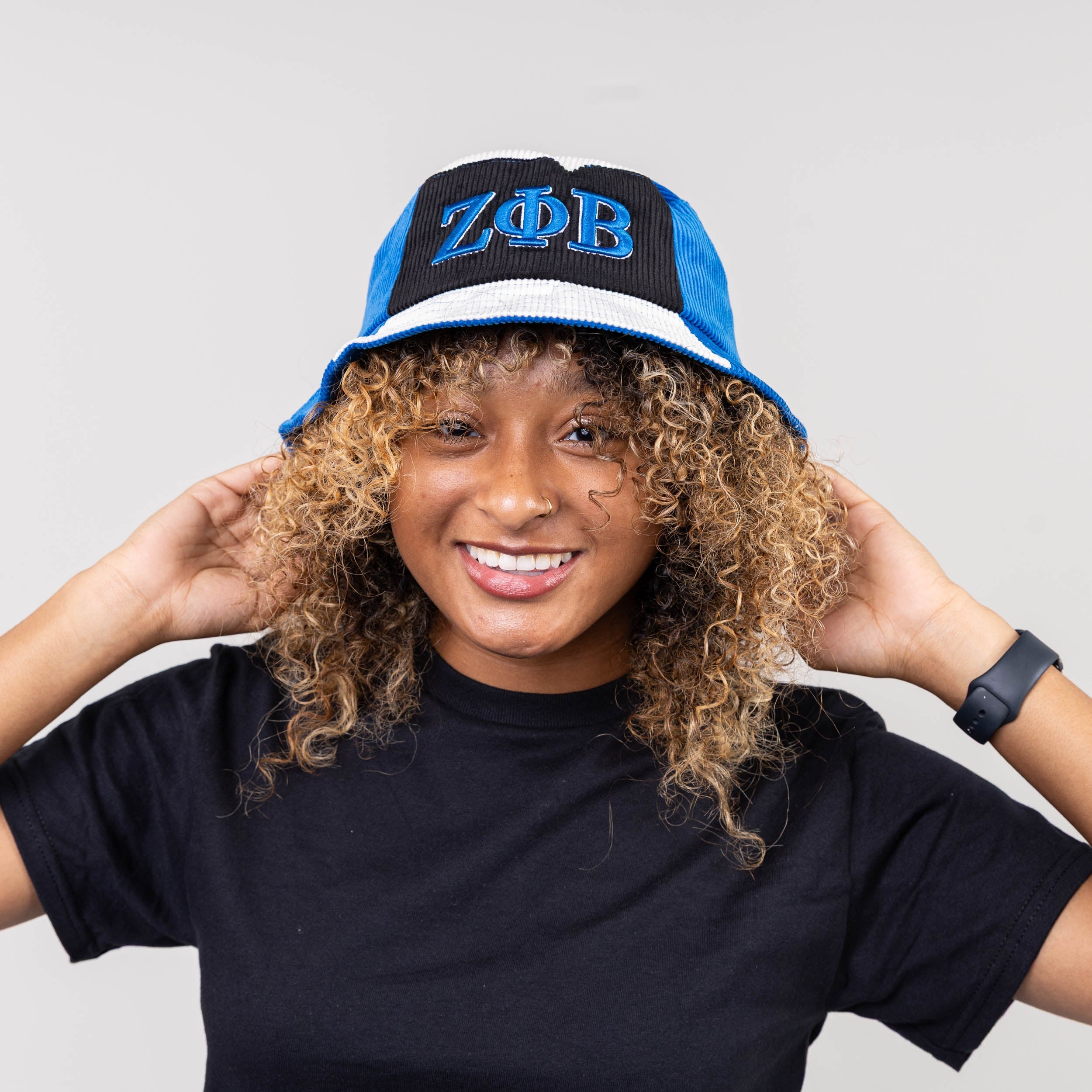 Zeta Phi Beta Corduroy Bucket Hat with 3D Embroidered Letters Winters Industries