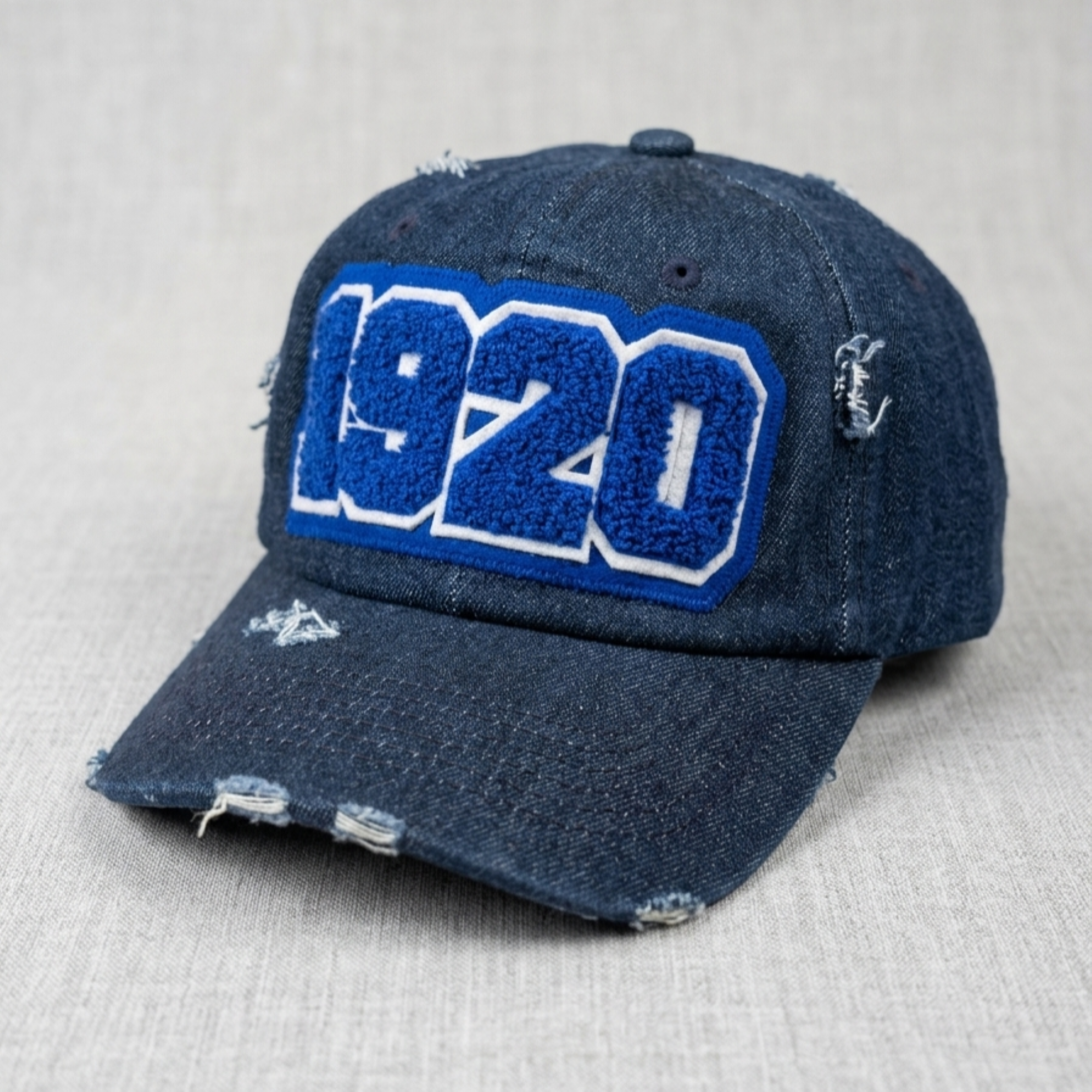 1920 Zeta Phi Beta Distressed Denim Chenille Cap