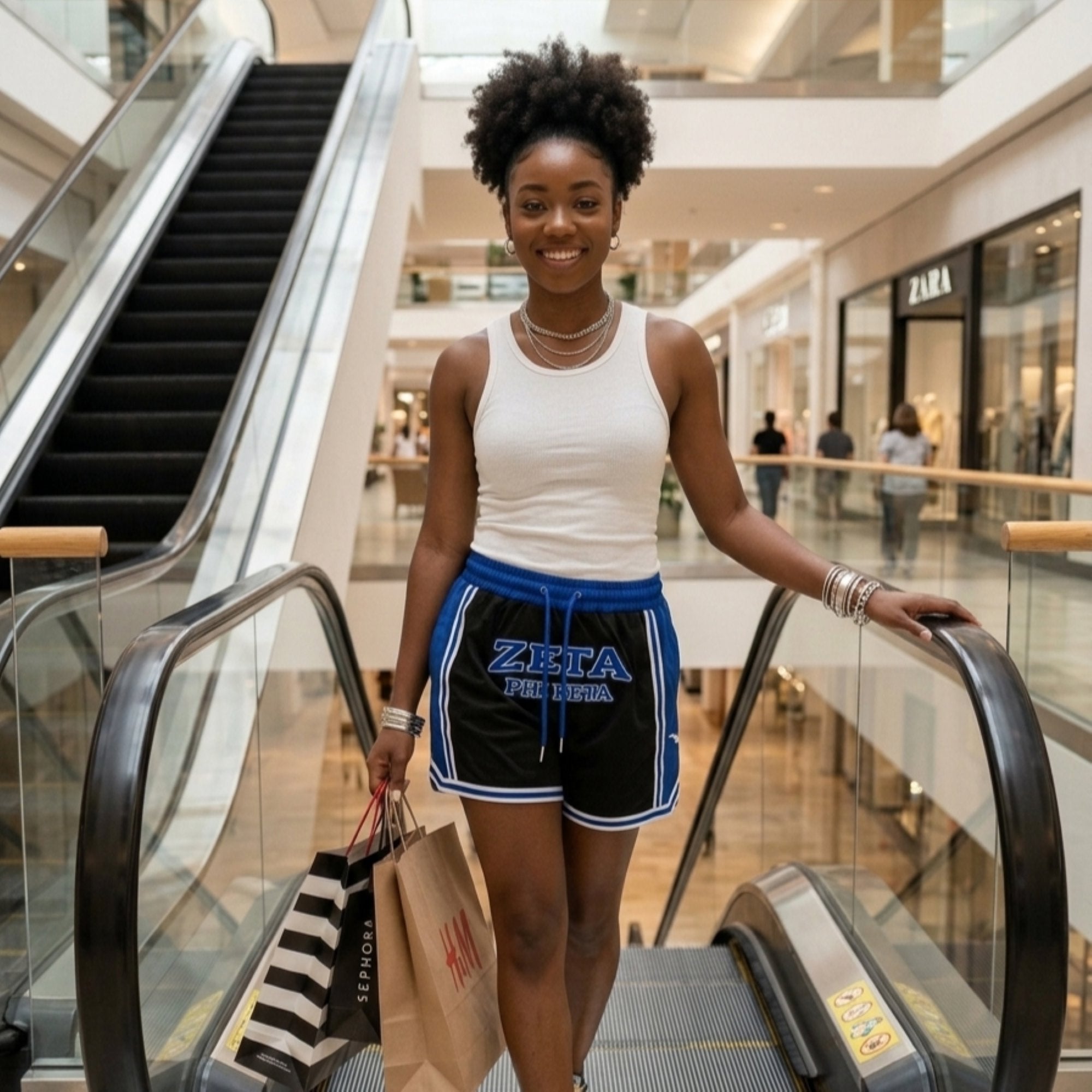 Zeta Phi Beta Embroidered Basketball Shorts BLACK Shorts Winters Industries