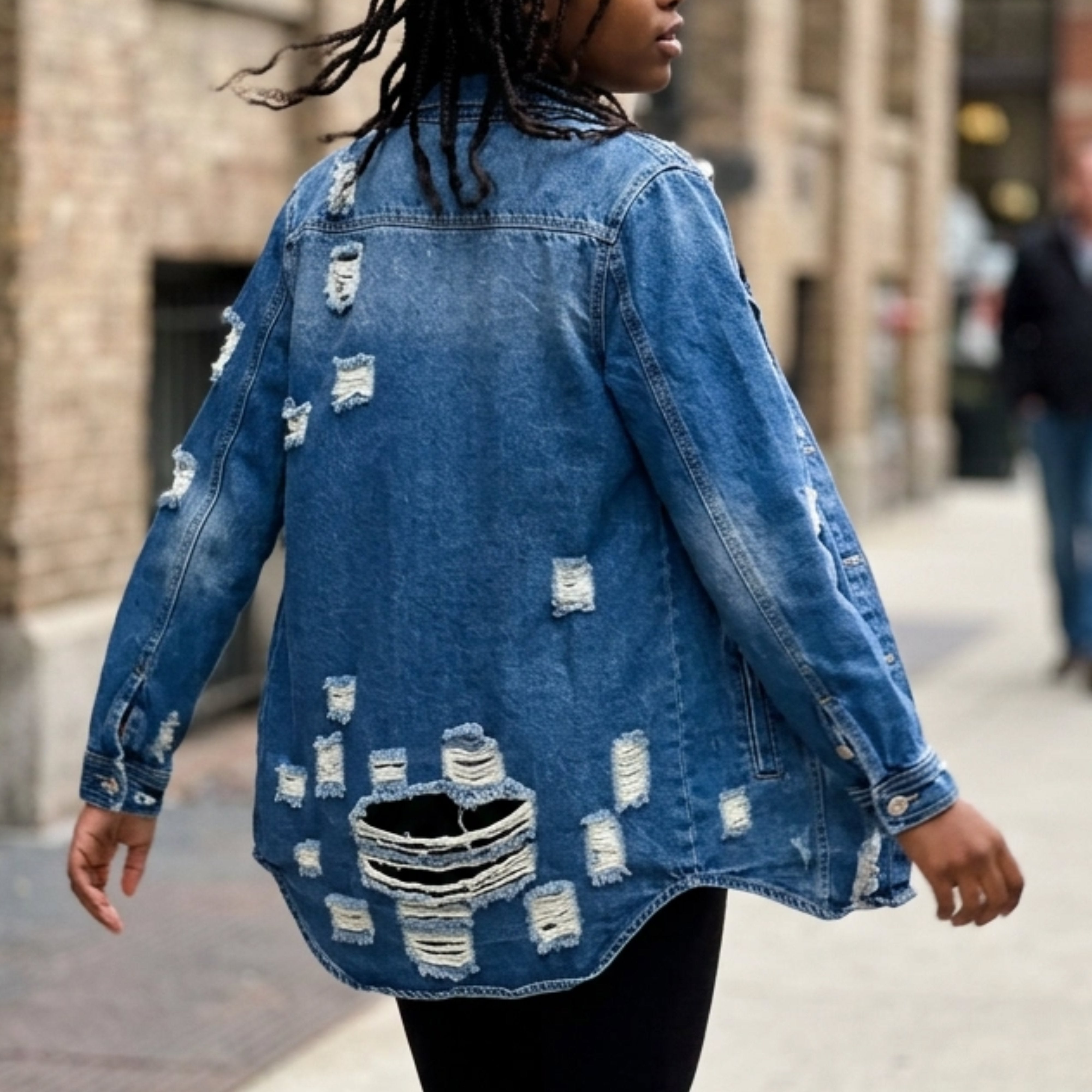 Zeta Phi Beta Embroidered Letters Distressed Denim Jacket Winters Industries