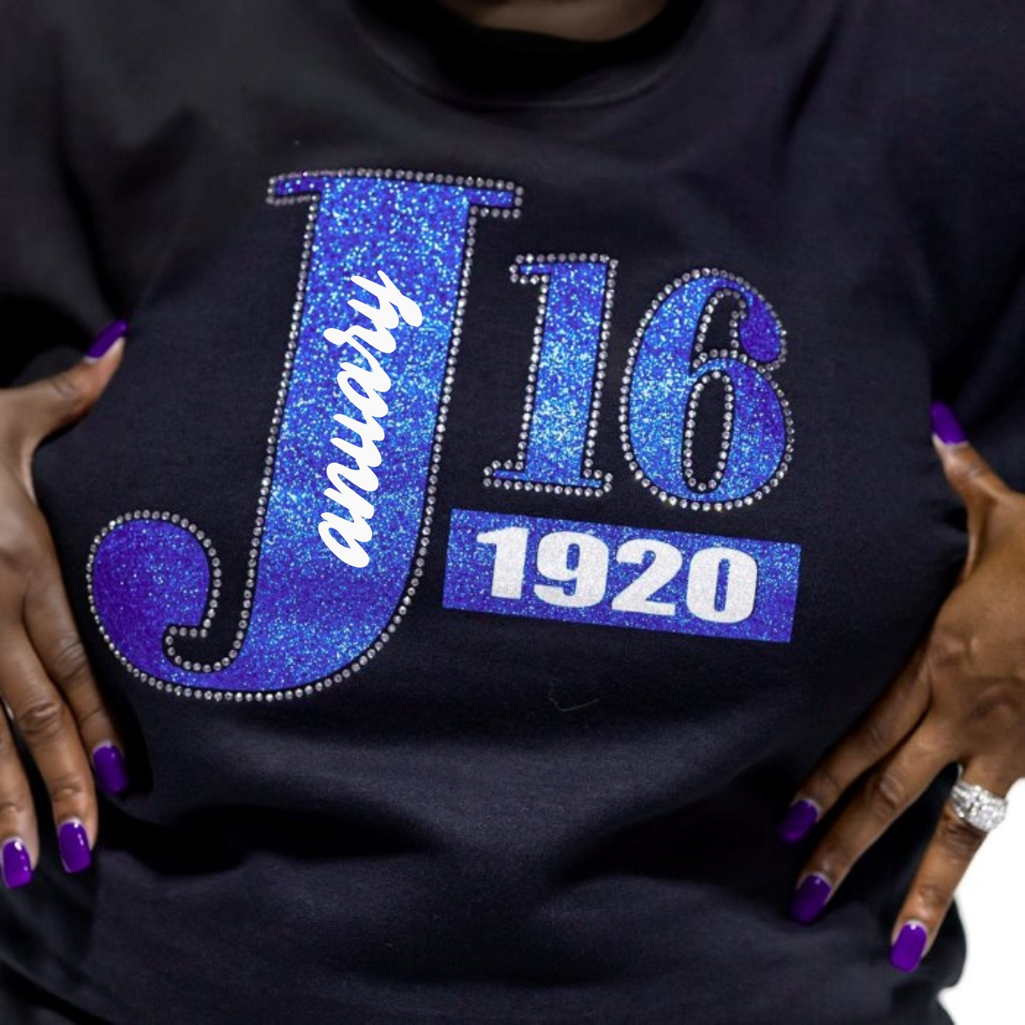 Zeta Phi Beta J16 1920 Bling and Rhinestone Sweatshirt / Tshirt WintersIndustries by Fully Promoted Mesquite