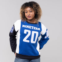 Zeta Phi Beta "J16" Nineteen 20 Chenille and Embroidered Sweatshirt (Blue/White) Shirts Winters Industries by Fully Promoted Mesquite