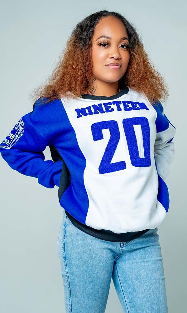 Zeta Phi Beta "J16" Nineteen 20 Chenille and Embroidered Sweatshirt