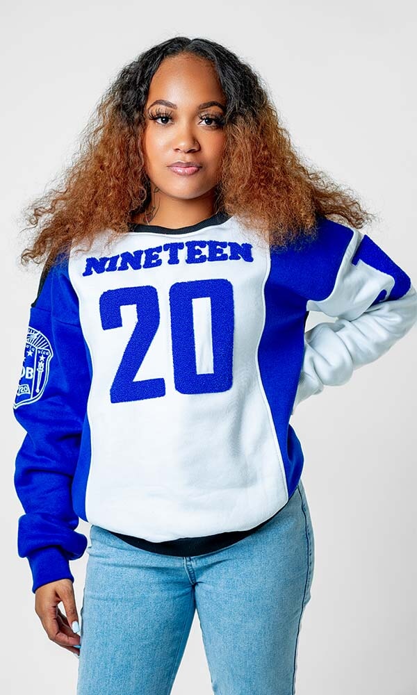 Zeta Phi Beta "J16" Nineteen 20 Chenille and Embroidered Sweatshirt