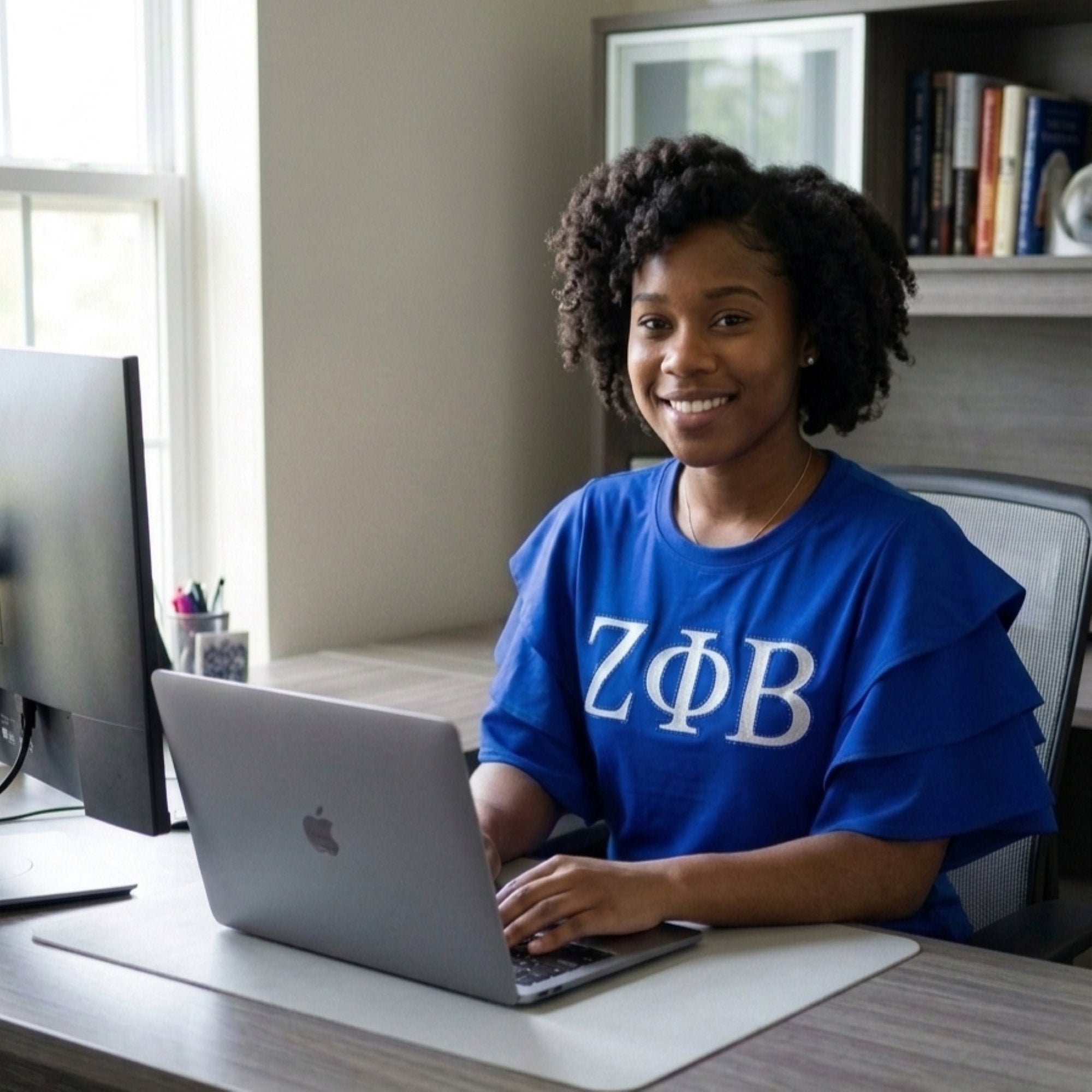 Zeta Phi Beta Letters Ruffle Blouse with Bling Winters Industries