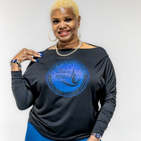Zeta Phi Beta Long Sleeve Off-Shoulder Shirt