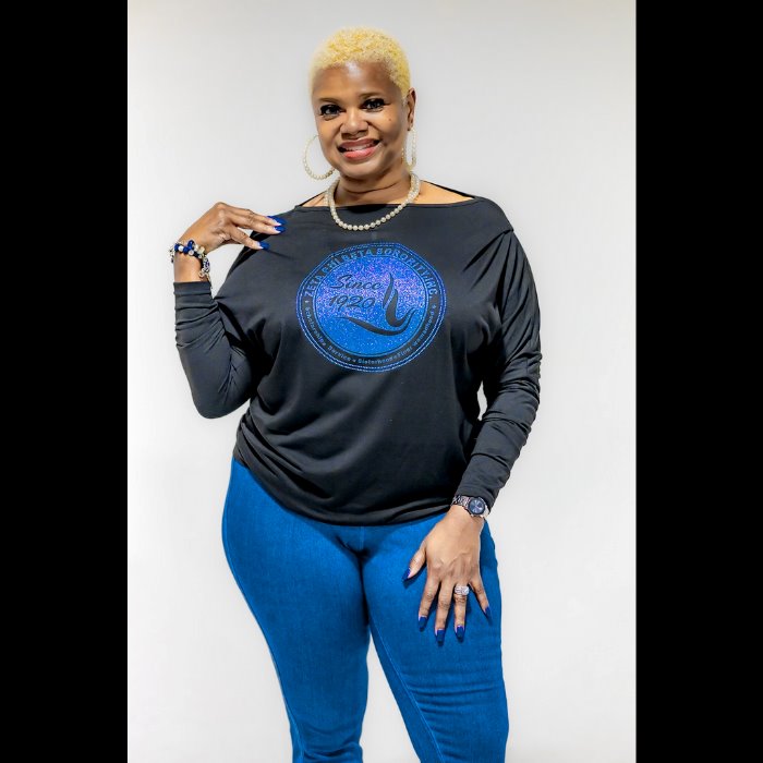 Zeta Phi Beta Long Sleeve Off-Shoulder Shirt