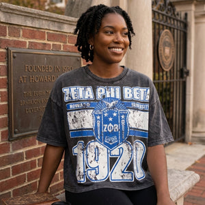 Zeta Phi Beta Oversized Acid Wash Box Tee Winters Industries