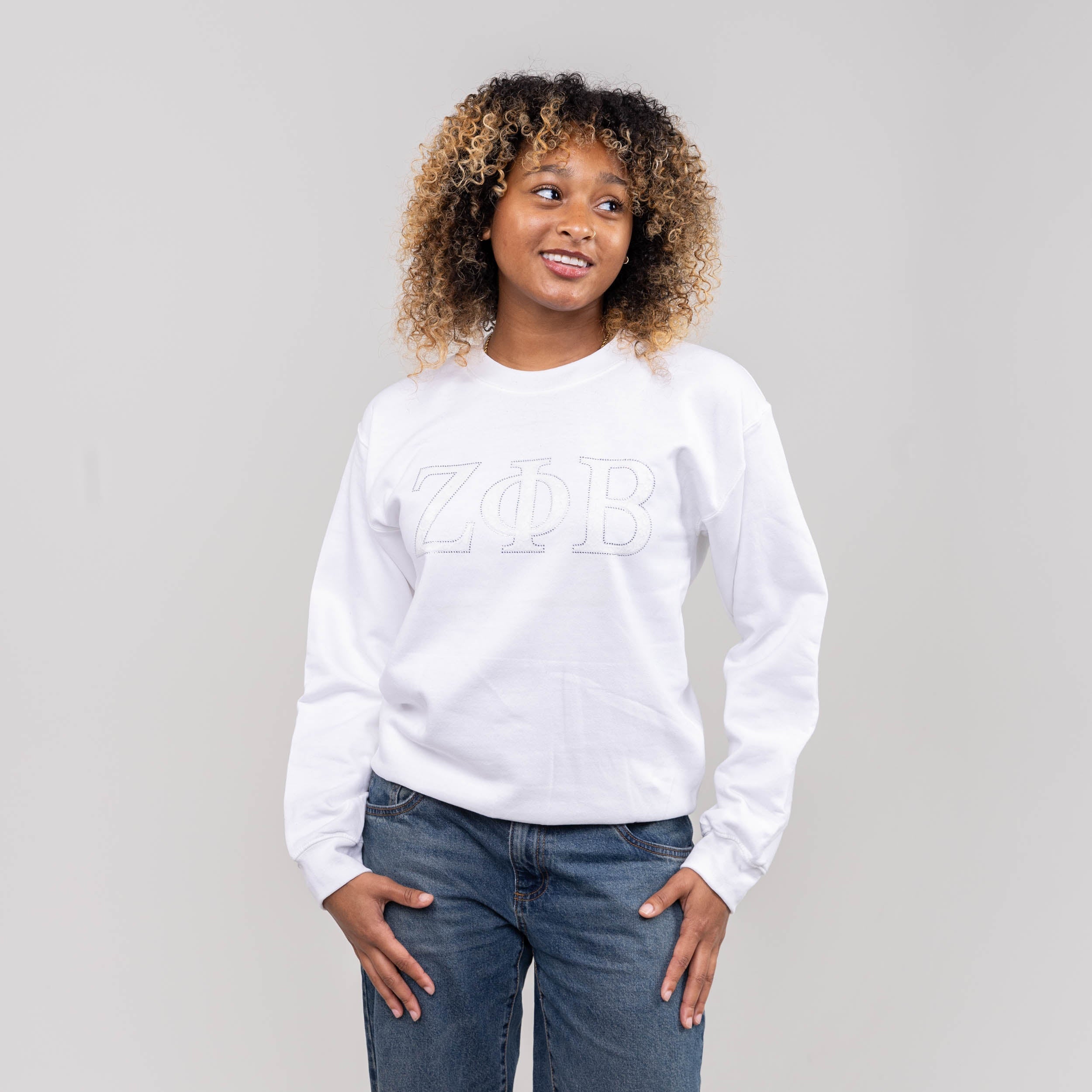 Zeta Phi Beta White Letters White Tee WintersIndustries by Fully Promoted Mesquite