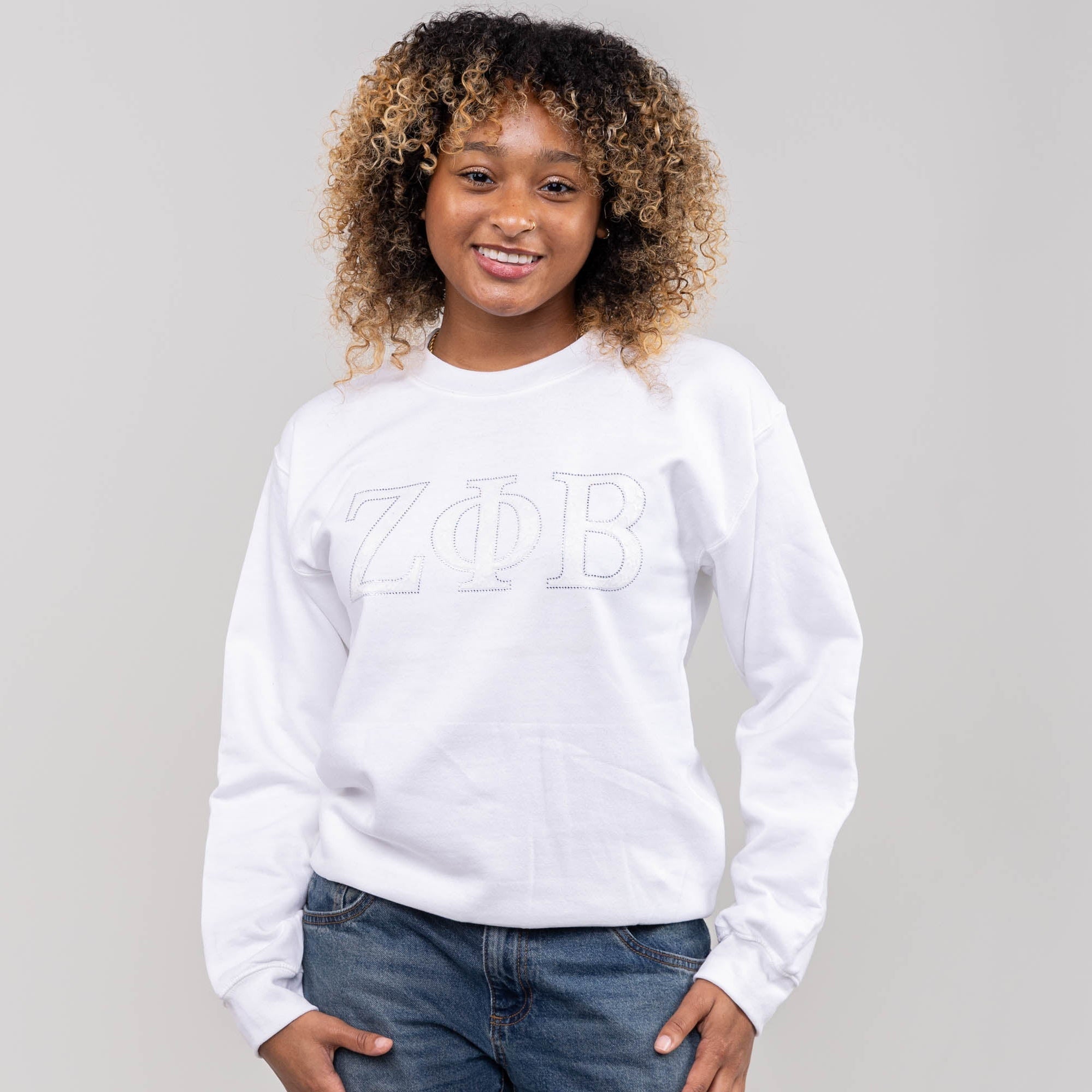 Zeta Phi Beta White Letters White Tee WintersIndustries by Fully Promoted Mesquite