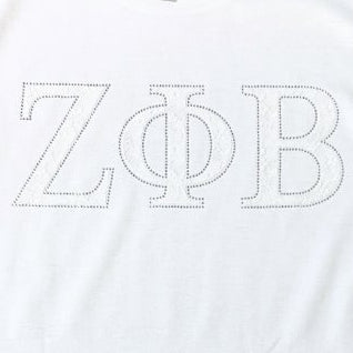 Zeta Phi Beta White Letters White Tee