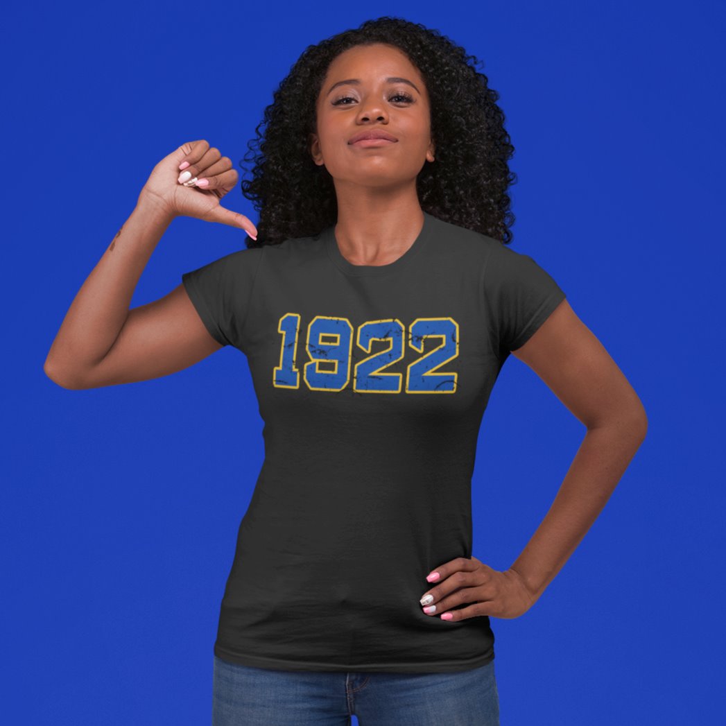 1922 Sigma Gamma Rho Distressed Letter Tee/Sweatshirt