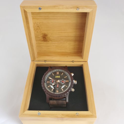 Alpha Phi Alpha Fraternity Wooden Watch with Engraved Gift Box