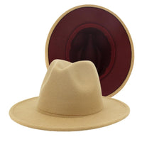 Beige/Maroon Fedora