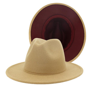 Beige/Maroon Fedora