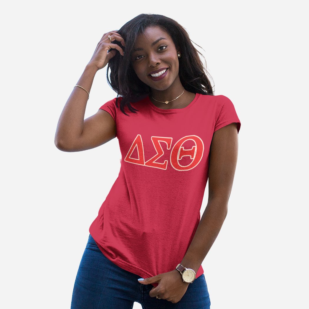 Delta Sigma Theta Distressed Letter Tee/Sweatshirt