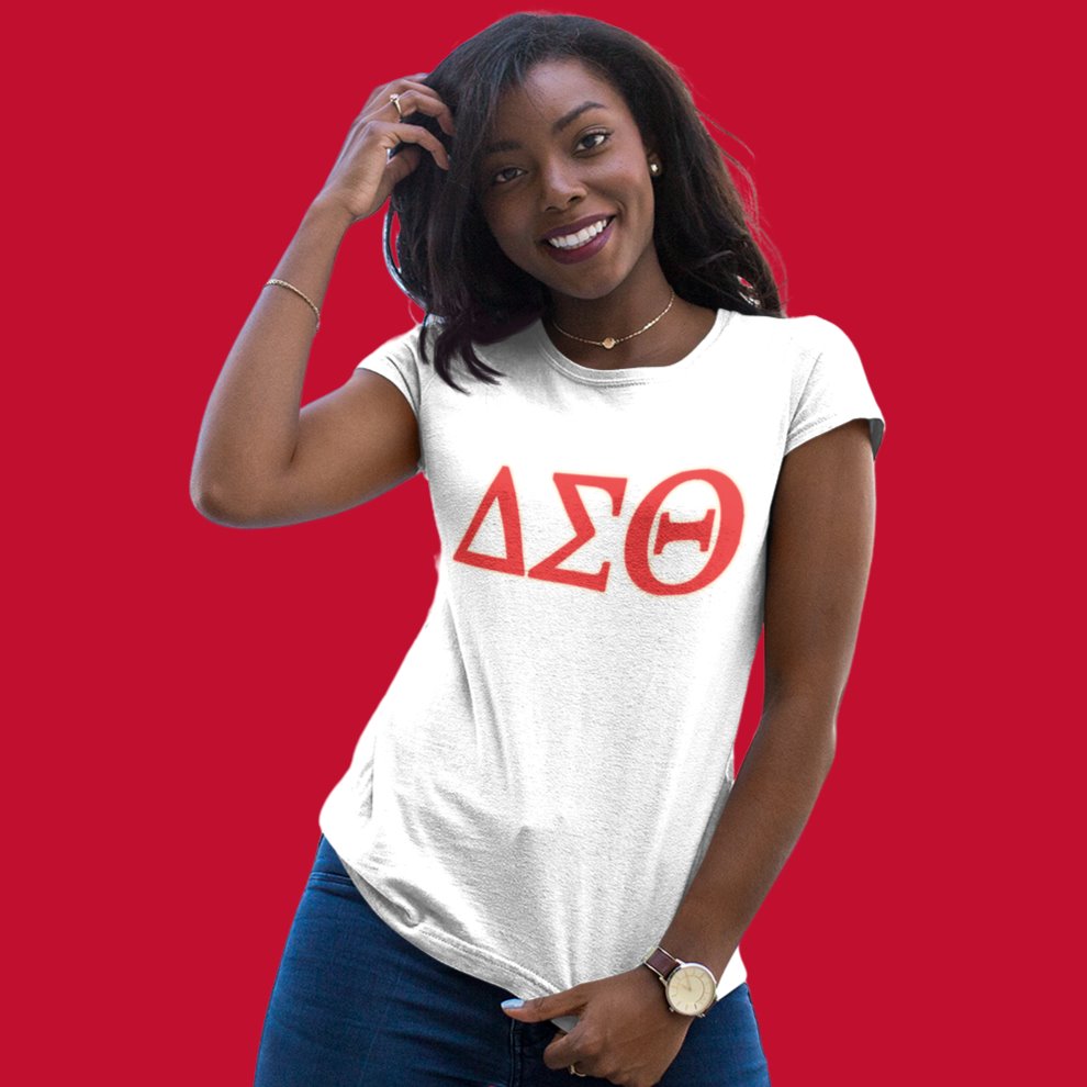 Delta Sigma Theta Distressed Letter Tee/Sweatshirt