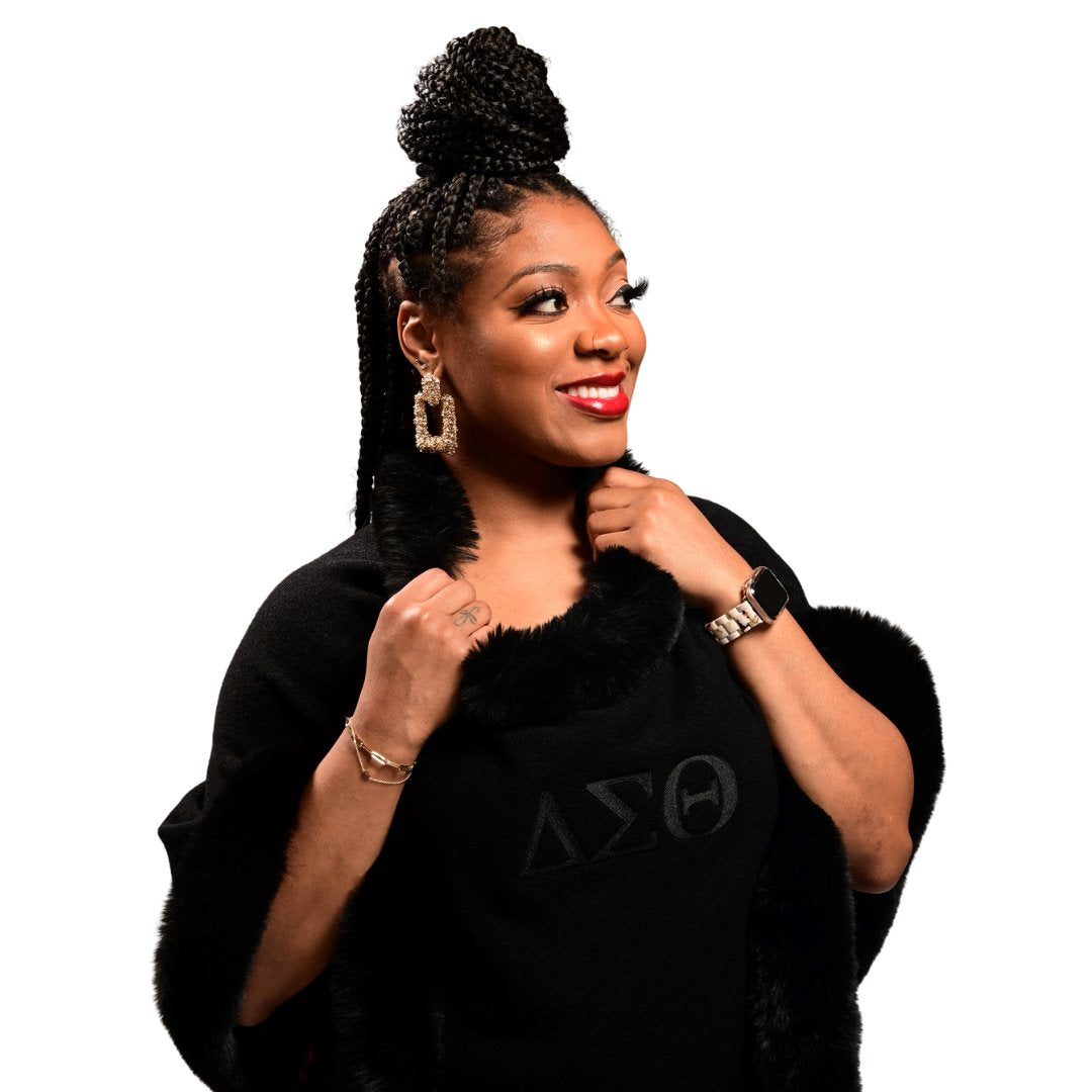Delta Sigma Theta Fur Shawl (Black/Black)