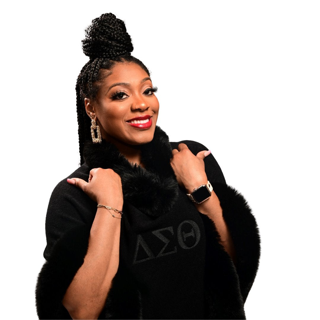 Delta Sigma Theta Fur Shawl (Black/Black)