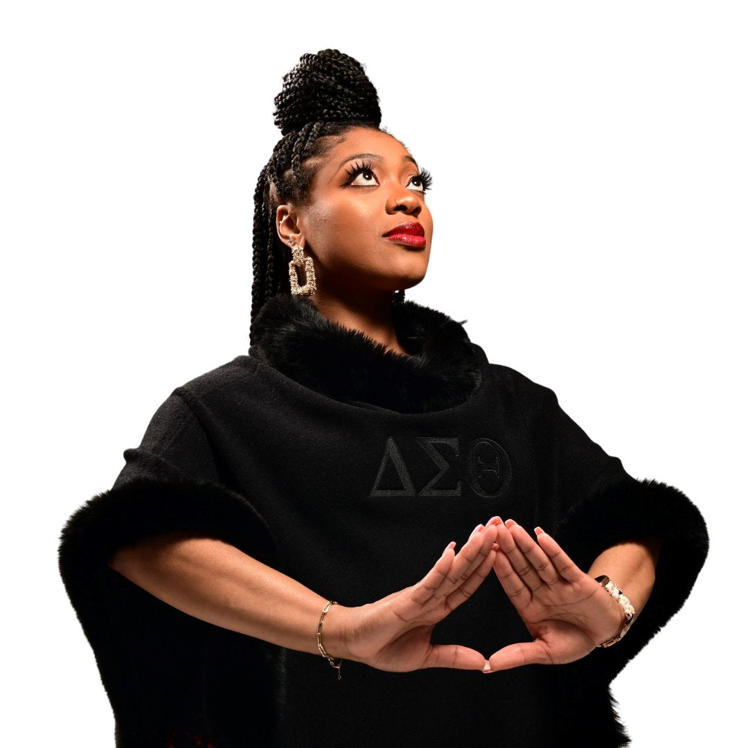 Delta Sigma Theta Fur Shawl (Black/Black)