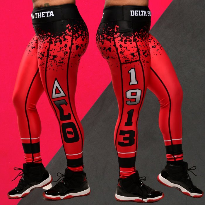 Delta Sigma Theta Leggings / Legging Sets (Black and Red)
