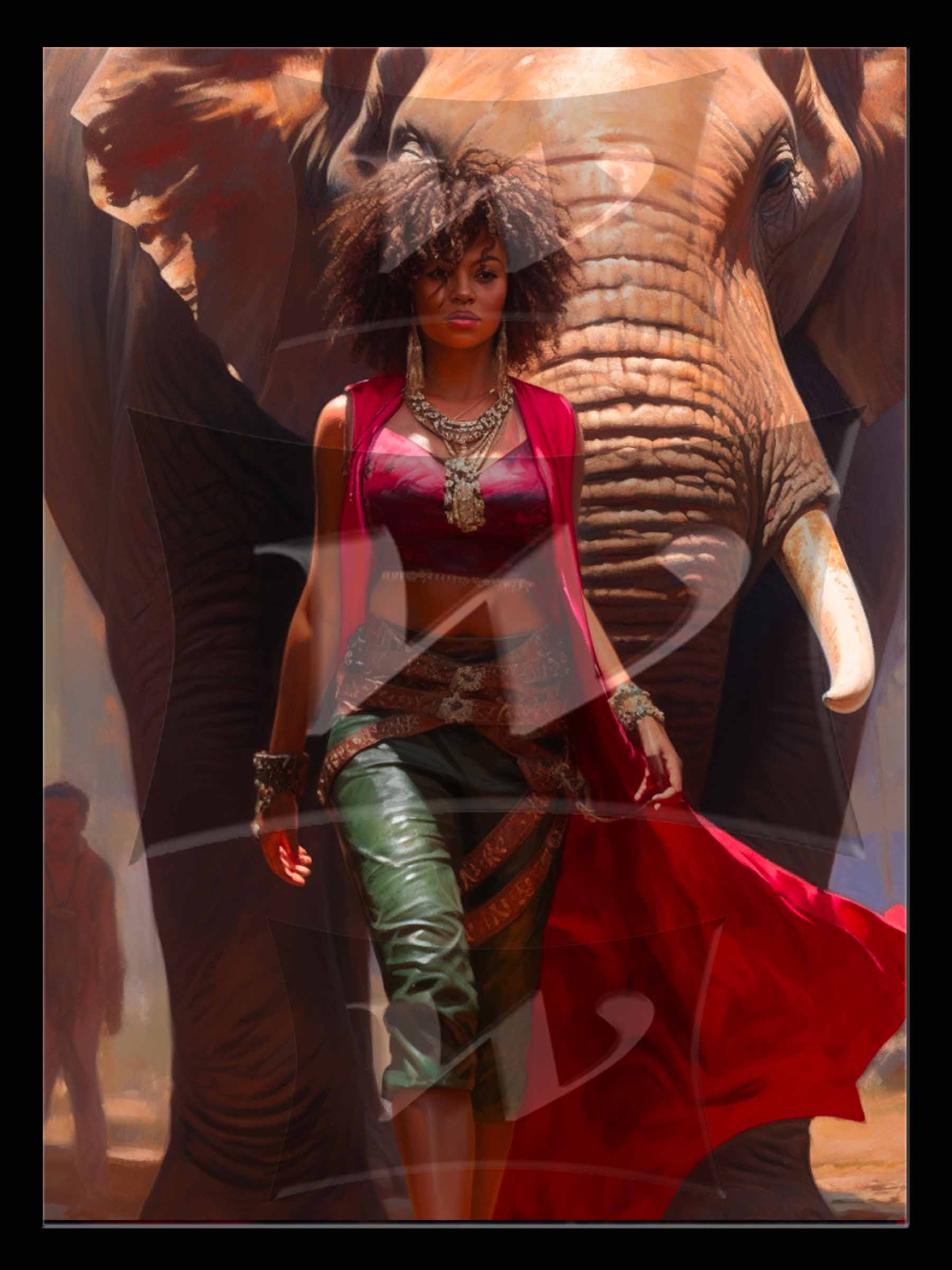 Diva Woman with elephant Hologram wall art