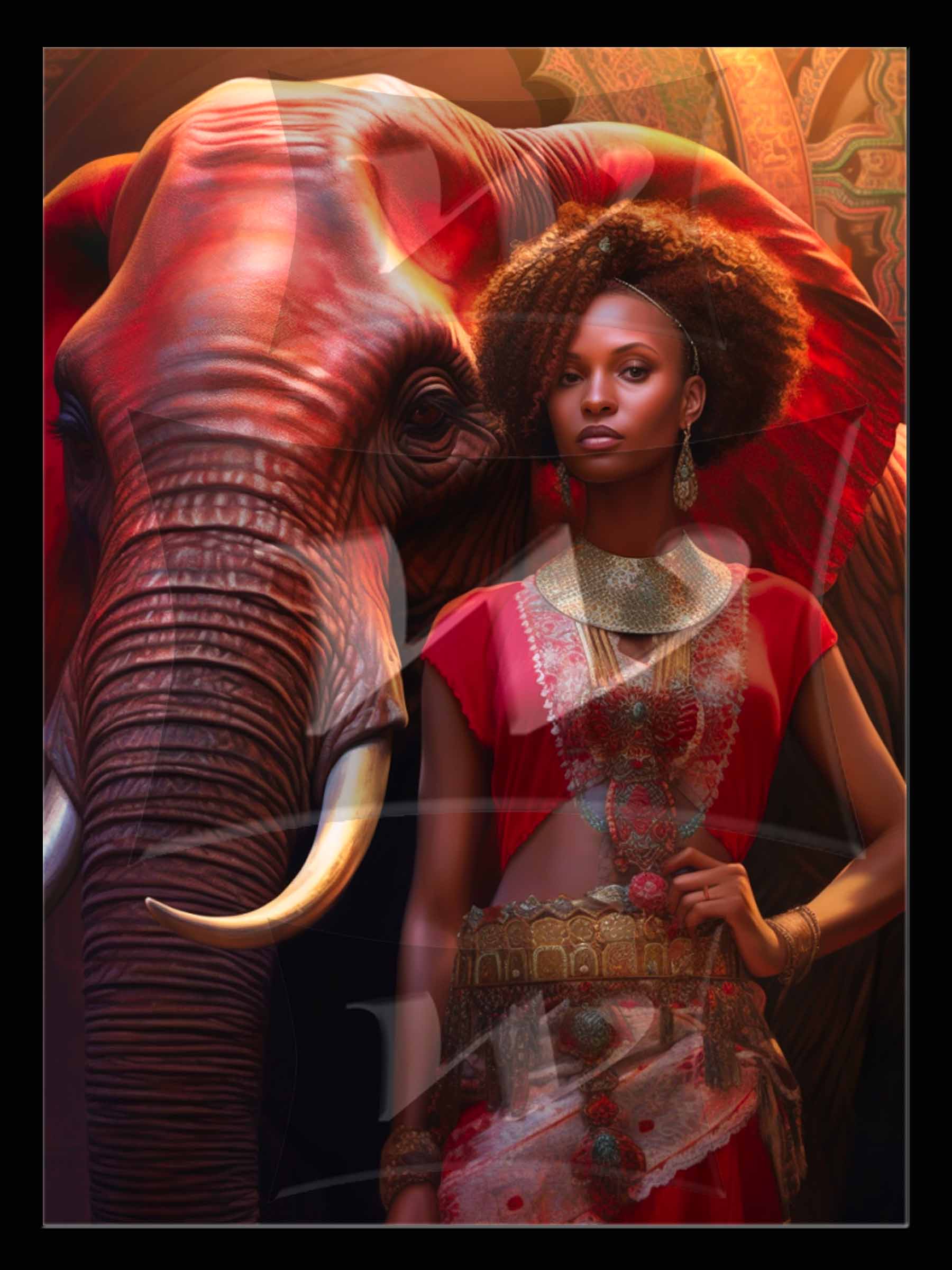 Diva Woman with elephant Hologram wall art