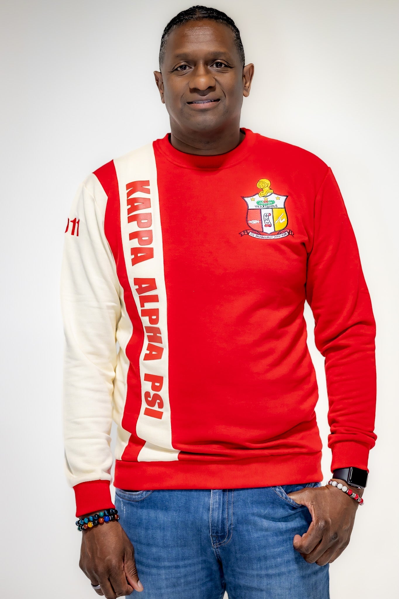 Kappa Alpha Psi Striped Sweater with Shield