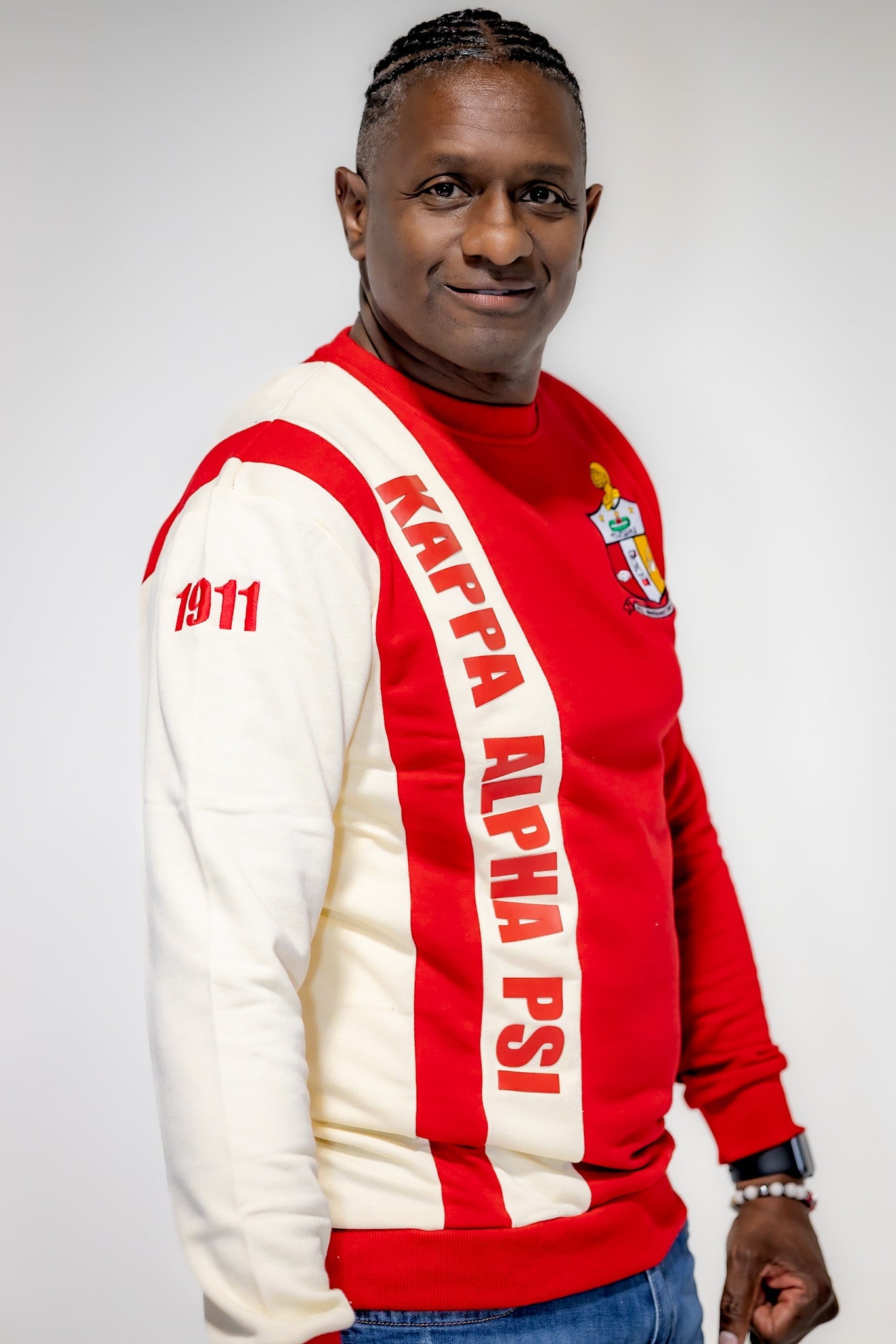 Kappa Alpha Psi Striped Sweater with Shield