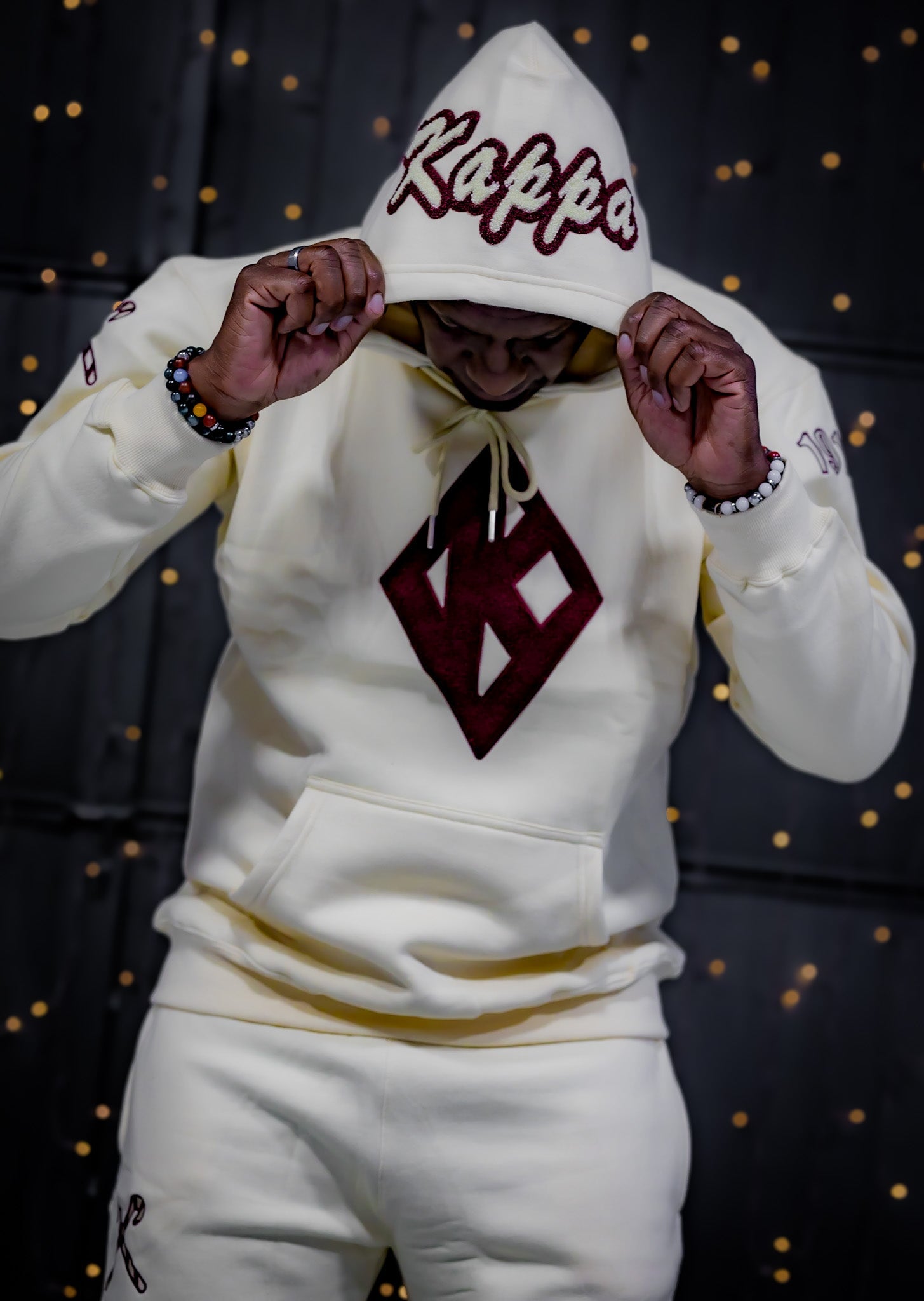 Kappa Alpha Psi Cream Embroidered/Chenille Tracksuit