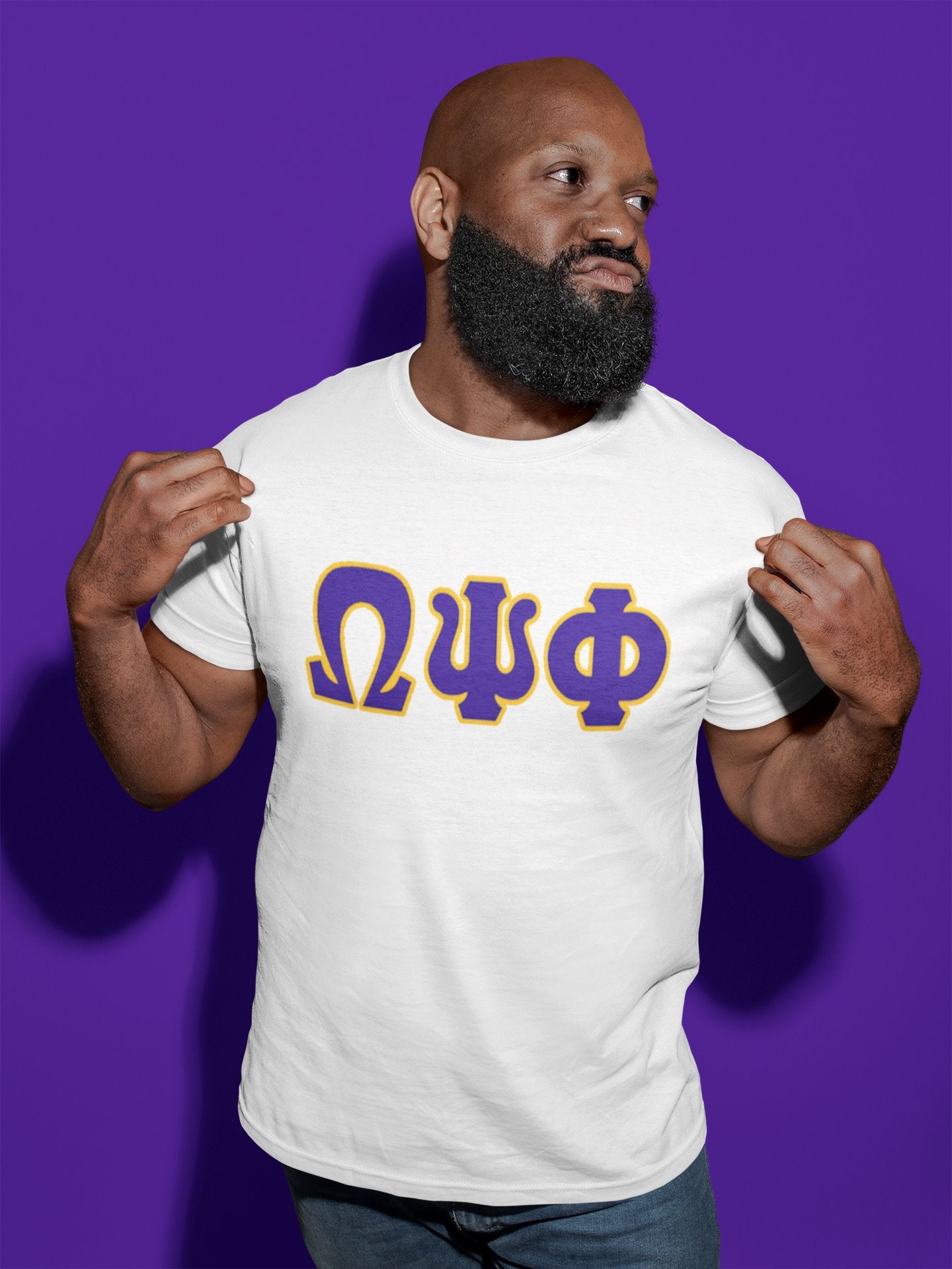 Omega Psi Phi Distressed Letter Tee/Sweatshirt