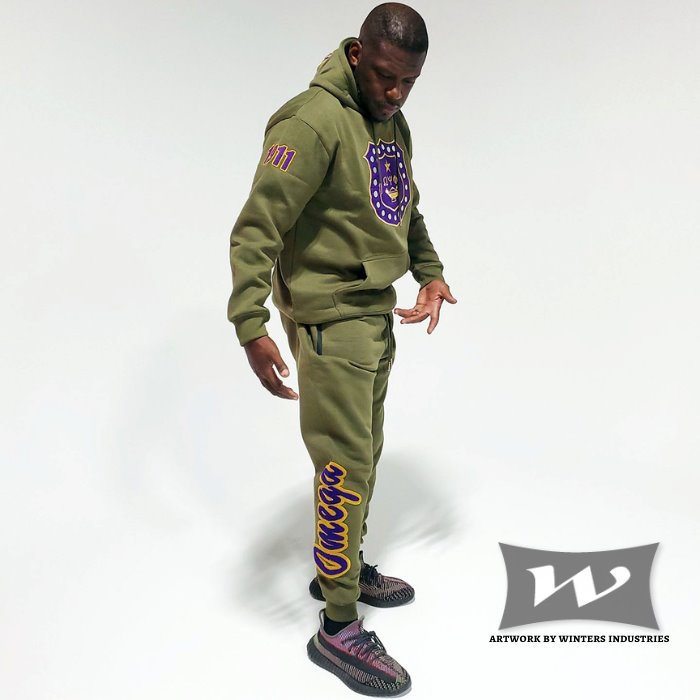 Omega Psi Phi Embroidered / Chenille Tracksuit Green