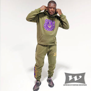 Omega Psi Phi Embroidered / Chenille Tracksuit Green