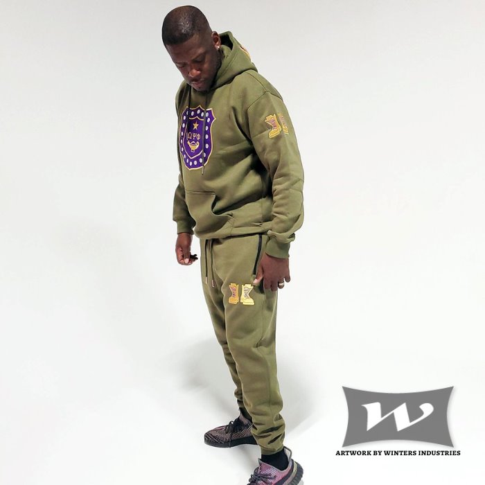 Omega Psi Phi Embroidered / Chenille Tracksuit Green