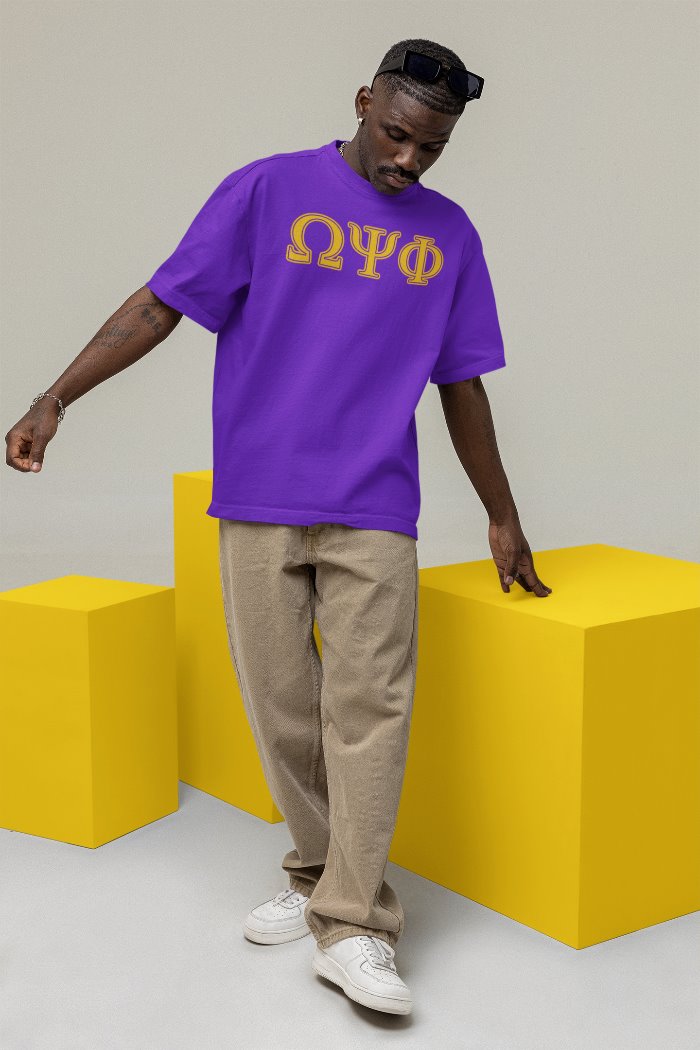 Omega Psi Phi Gold Letters Tee