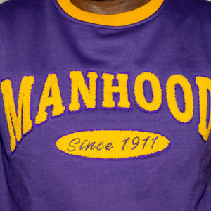 Omega Psi Phi "MANHOOD" Chenille Sweater Purple