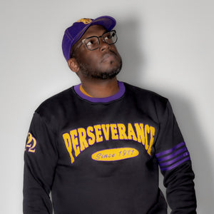 Omega Psi Phi "PERSEVERANCE" Chenille Sweater Black