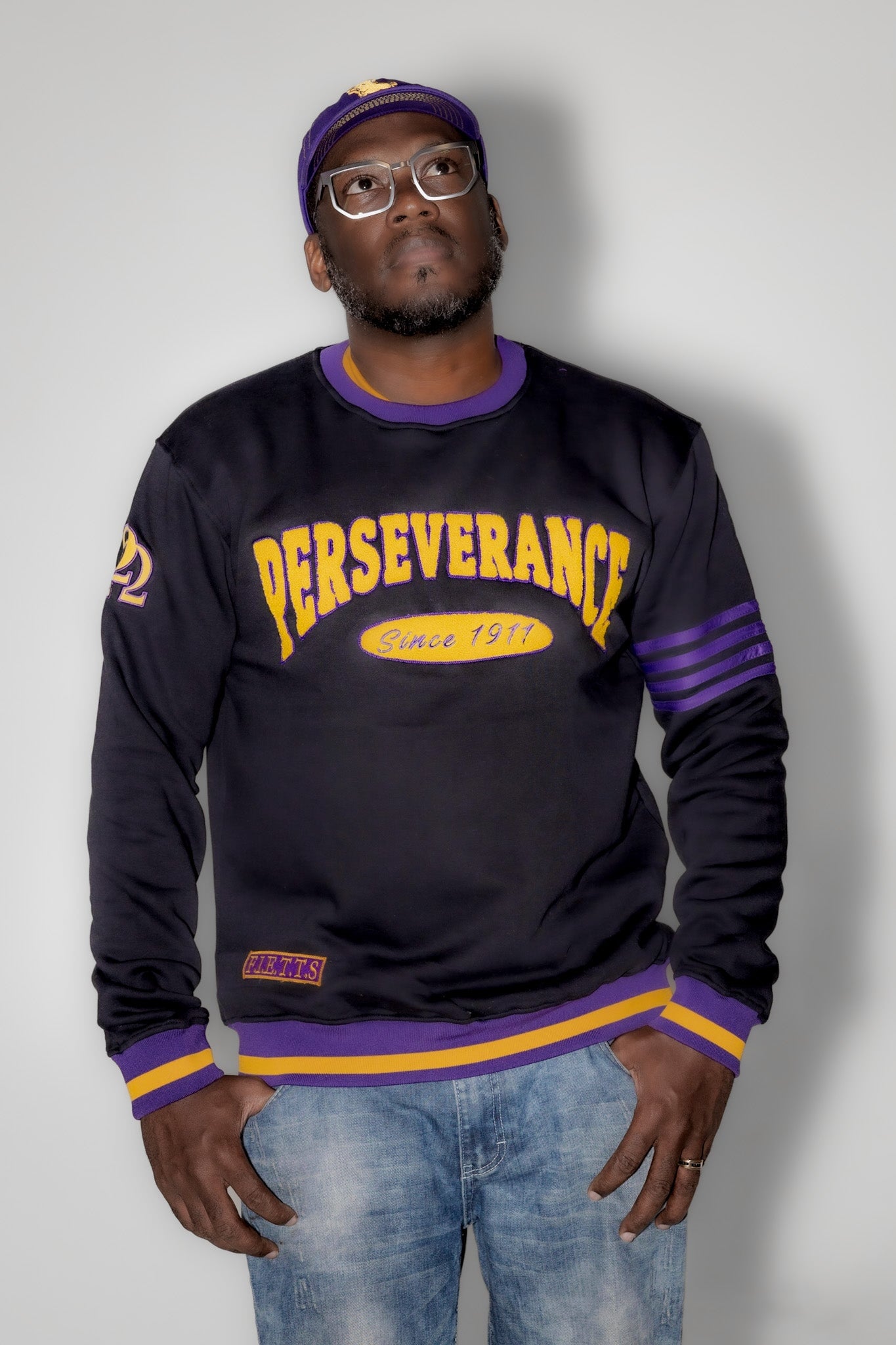 Omega Psi Phi "PERSEVERANCE" Chenille Sweater Black