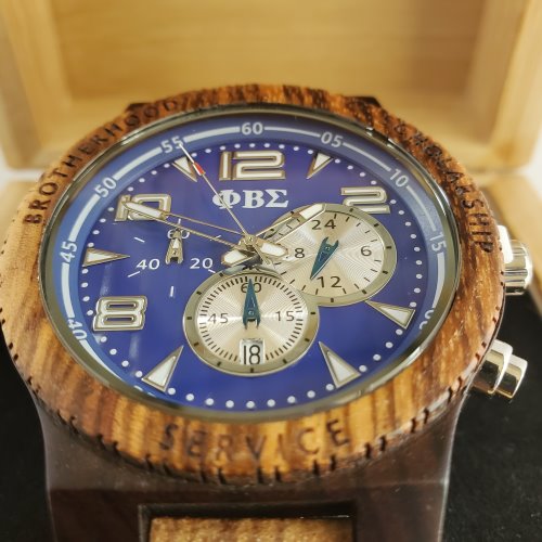 Phi Beta Sigma Fraternity Wooden Watch with Engraved Gift Box