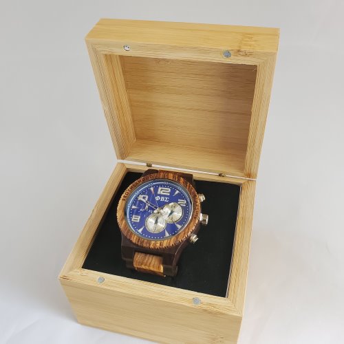 Phi Beta Sigma Fraternity Wooden Watch with Engraved Gift Box