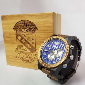 Phi Beta Sigma Fraternity Wooden Watch with Engraved Gift Box