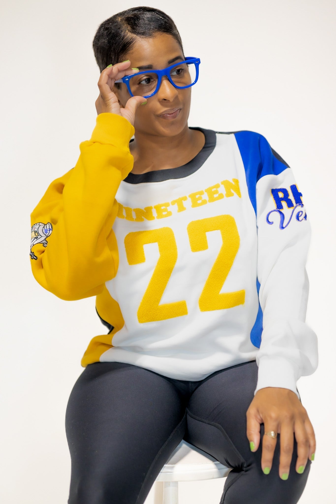 Sigma Gamma Rho Rhovember Nineteen 22 Chenille and Embroidered Sweatshirt