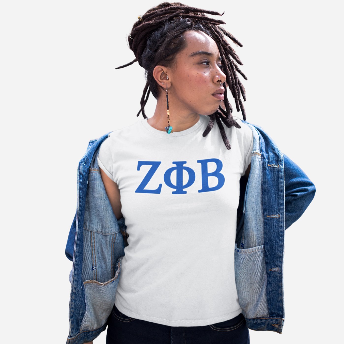 Zeta Phi Beta Distressed Letter Tee/Sweatshirt